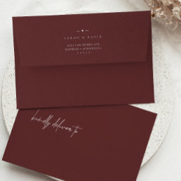 Boho Elegant Burgundy A7 5x7 Wedding Invitation Envelope