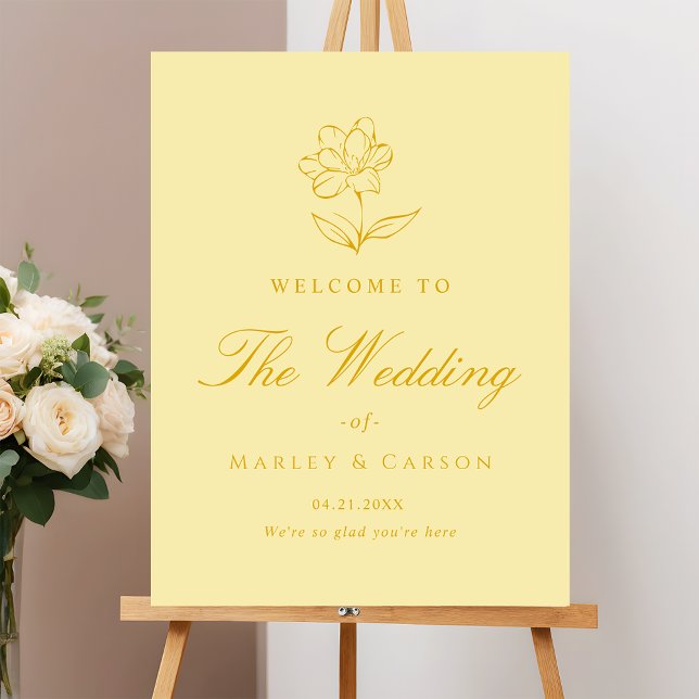 Boho Elegant Butter Yellow Wedding Welcome Foam Board (Creator Uploaded)