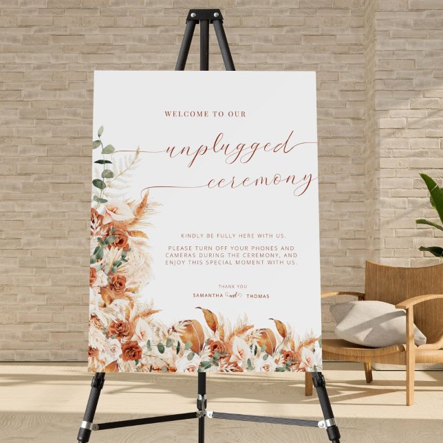 Boho Elegant Calligraphy Unplugged Wedding Sign (Creator Uploaded)