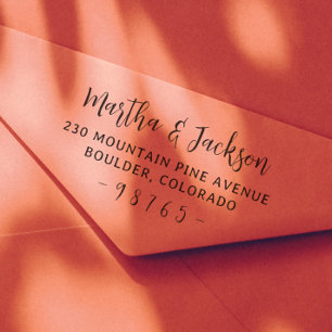 Boho Elegant Couple Names Wedding Return Address Rubber Stamp