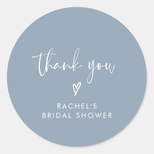 Boho Elegant Dusty Blue Bridal Shower Thank You Classic Round Sticker