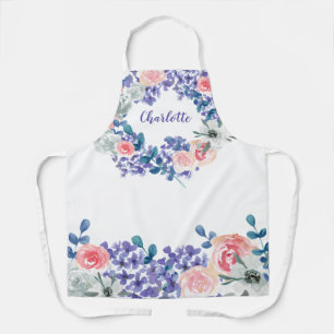 Boho Elegant Floral Watercolor Personalized Apron