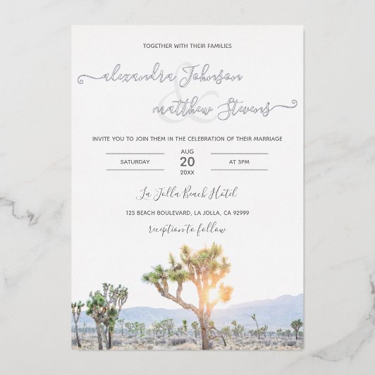 Joshua Tree Wedding: boho wedding foil invitation