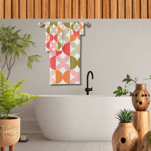 Boho Elegant Line art Mid century modern colorful Bath Towel Set