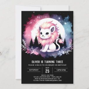Boho Elegant Lion Birthday Invitation