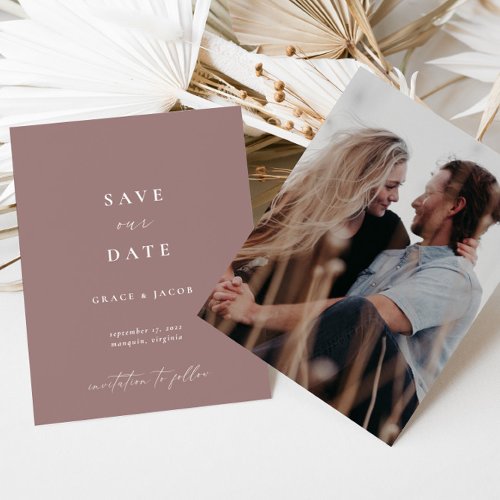 Boho Elegant Modern Dusty Mauve Save The Date