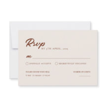 Boho Elegant Modern Minimalist Wedding RSVP Card