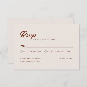 Boho Elegant Modern Minimalist Wedding RSVP Card