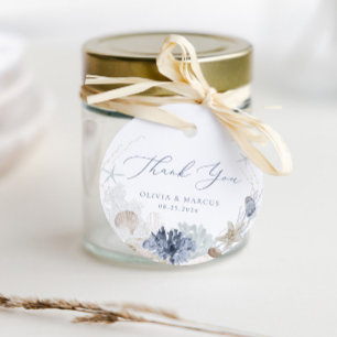 Boho Elegant Ocean Beach Blue Wedding Thank You Favor Tags