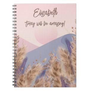 Boho Elegant Pastel Pampas Grass Blush Pink Nature Notebook