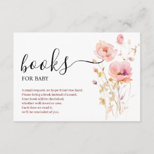 BOHO ELEGANT PINK BLUSH FLOWERS BOOKS FOR BABY ENCLOSURE CARD