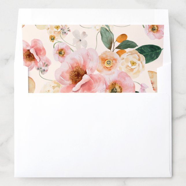 Boho Elegant Pink Floral Envelope Liner (In Envelope)
