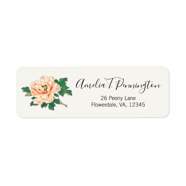 Boho Elegant Pink Watercolor Peony Wedding RSVP Label (Front)