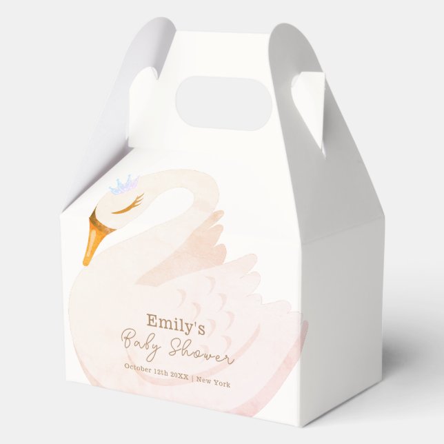 Boho Elegant Princess Swan Girl Baby Shower Favor Boxes (Front)