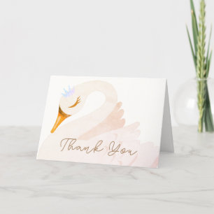 Boho Elegant Princess Swan Girl Baby Shower Letterpress Thank You Card