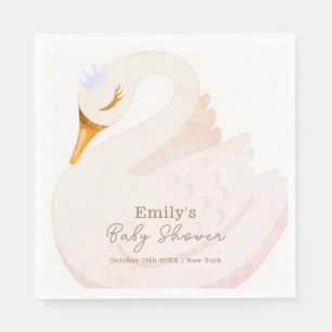 Boho Elegant Princess Swan Girl Baby Shower Napkins