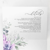 Boho Elegant Purple Succulents Greenery Wedding Tri-Fold Invitation (Inside First)