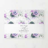 Boho Elegant Purple Succulents Greenery Wedding Tri-Fold Invitation (Cover)