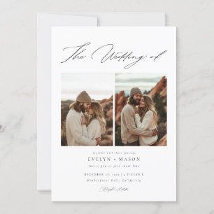 Boho Elegant Script QR Code Photo Budget Wedding Invitation