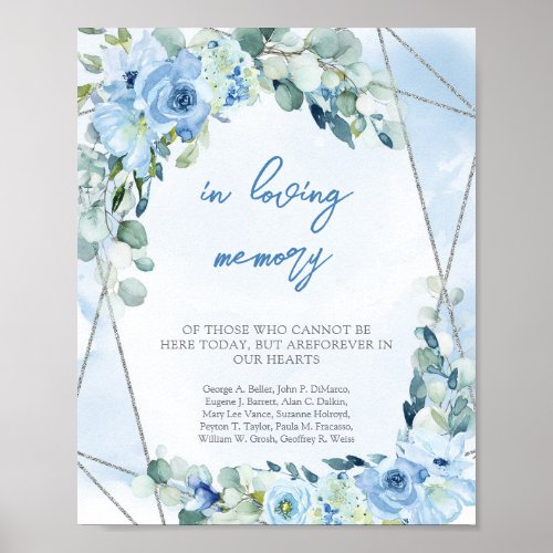 Boho Elegant soft blue watercolor In loving memory Poster