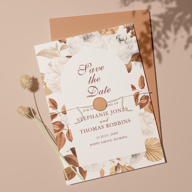 Boho Elegant Terracotta Save the Date Card (Creator Uploaded)