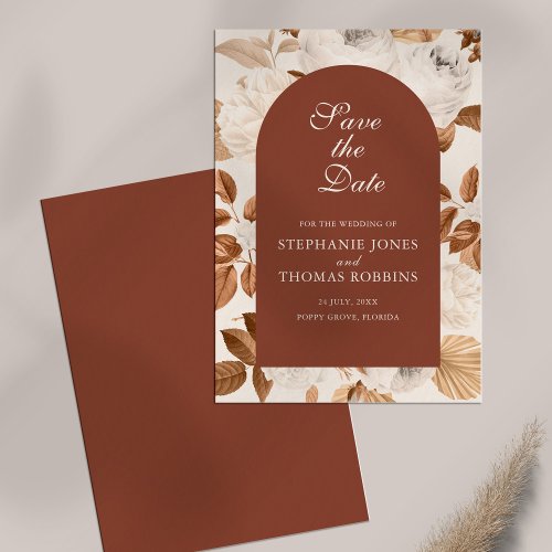 Boho Elegant Terracotta Save the Date Card