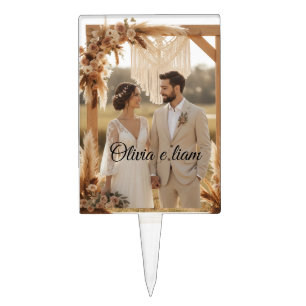 Boho Elegant Wedding Cake Picks with Romantic Brid