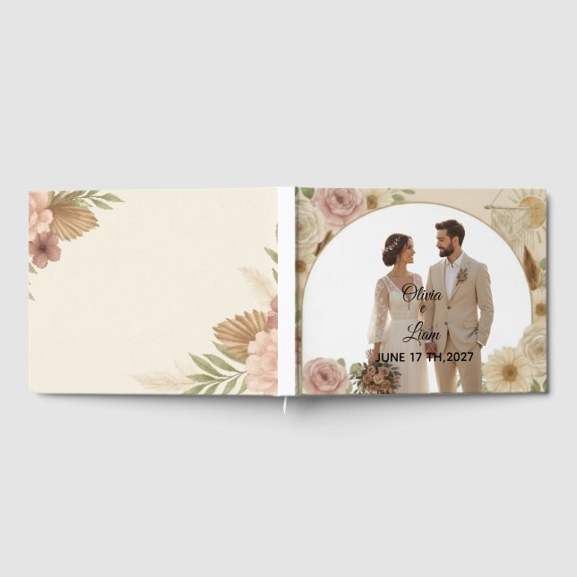 Boho Elegant Wedding Guest Book – Romantic Keepsak (Full)