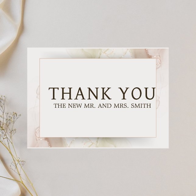Boho Elegant Wedding Letterpress Thank You Card (Modern Boho Elegant Wedding Thank you Card)