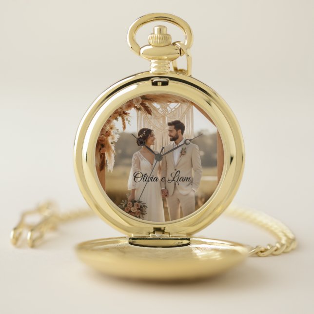 Boho Elegant Wedding Pocket Watch – Timeless Groom (Inside)