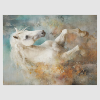Boho Elegant White Horse Decoupage Tissue Paper