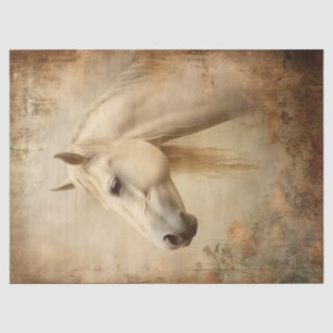 Boho Elegant White Horse Decoupage Tissue Paper
