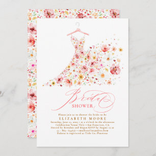 Boho Elegant Wildflower Blush Floral Bridal Shower Invitation