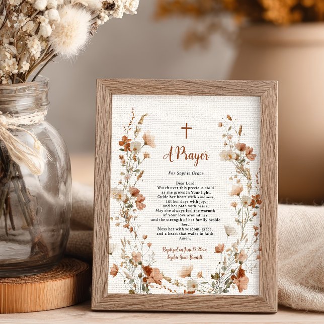Boho elegant Wildflower Dusty Rose Baptism Prayer Foam Board (Boho elegant Wildflower Dusty Rose Baptism Prayer Foam Board)