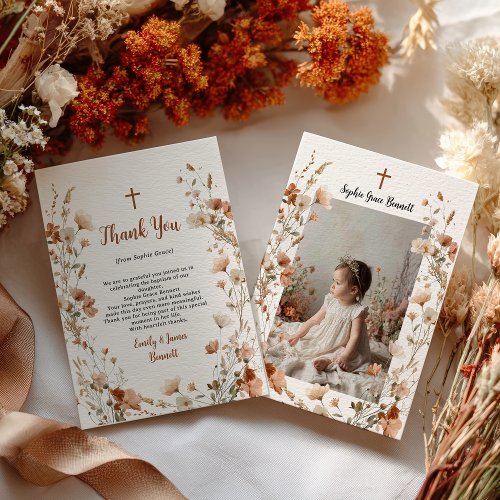 Boho elegant Wildflower Dusty Rose Photo Baptism