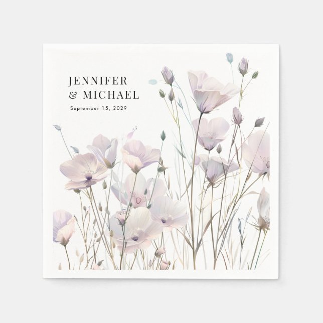 Boho Elegant Wildflower Wedding Napkins (Front)
