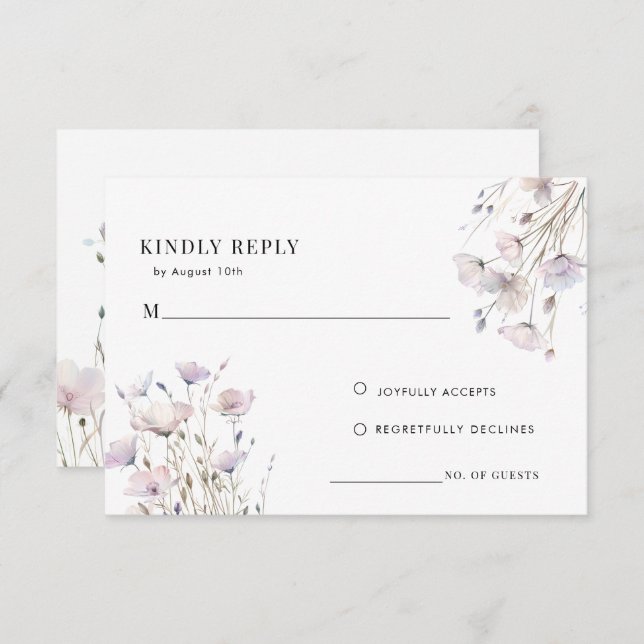 Boho Elegant Wildflower Wedding Response Card (Front/Back)
