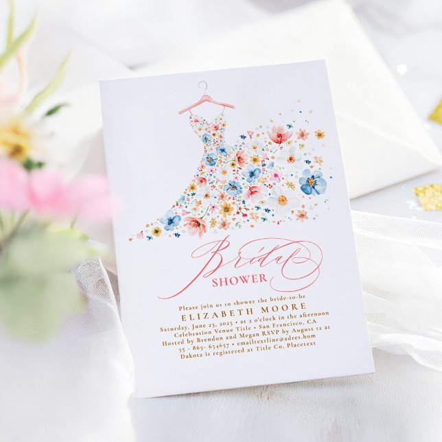 Boho Elegant Wildflower Whimsical Bridal Shower Invitation (Wildflowers Bridal Shower Invitation)
