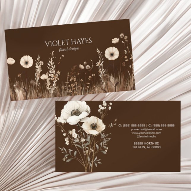 Boho Elegant Wildflower Wild Flower Floral Custom Business Card (Creator Uploaded)