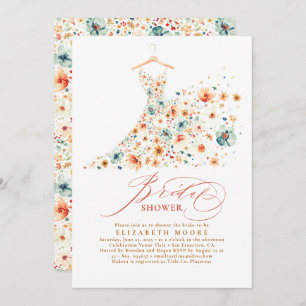 Boho Elegant Wildflowers Floral Fall Bridal Shower Invitation