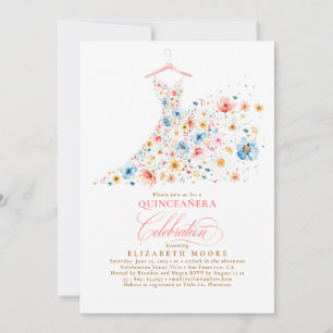 Boho Elegant Wildflowers Floral Quinceanera Invitation
