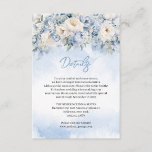 Boho Elegant winter dusty blue and ivory flowers Enclosure Card