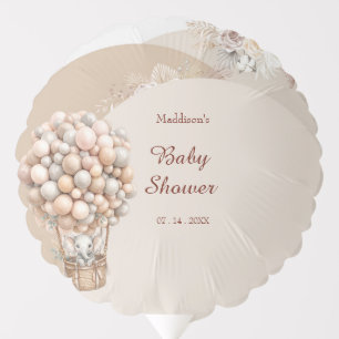 Boho Elephant Air Balloon Neutral Baby Shower