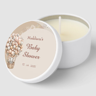 Boho Elephant Air Balloon Neutral Baby Shower  Mini Candle Favors