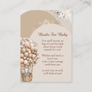 Boho Elephant Air Balloon Neutral Books For Baby Enclosure Card