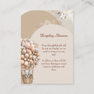 Boho Elephant Air Balloon Neutral Display Shower Enclosure Card