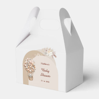 Boho Elephant Air Balloon Neutral Pampas Favor Boxes
