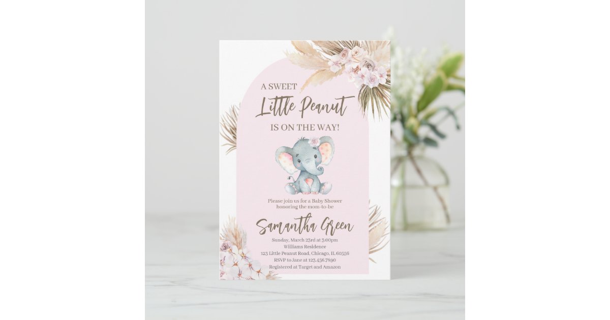Boho Elephant Baby Shower Invitation Zazzle