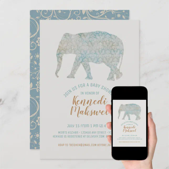 Boho Elephant Baby Shower Invitation Zazzle