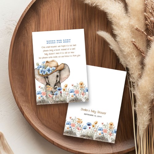 Boho Elephant Cowboy Wildflowers Books for Baby Enclosure Card